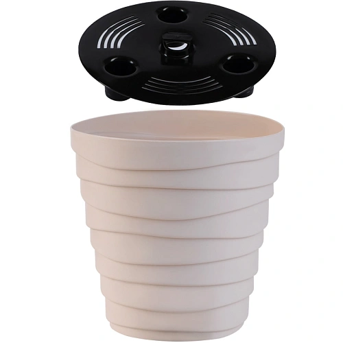 Кашпо для цветов пластиковое 1,4л d-14,5см Бархан Кремовый_2