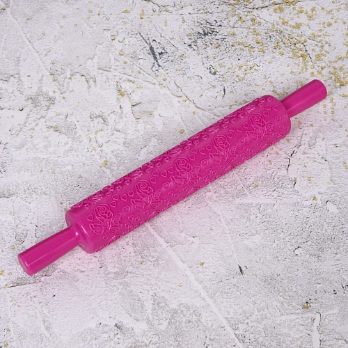 Скалка пластмассовая фигурная Розочки-сердечки 375см_6