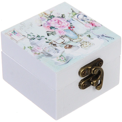 Шкатулка деревянная с зеркалом МАРЦИПАН, пудровые пионы, 656545см (в коробке)_4