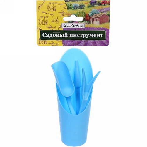 Набор садовых инструментов Алоэ для пересадки саженцев,суккулентов 4 предмета, цвет голубой_5