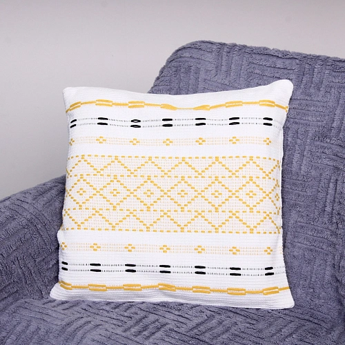 Чехол для декоративной подушки "CARNE", 43*43 см, цвет бело-жёлтый