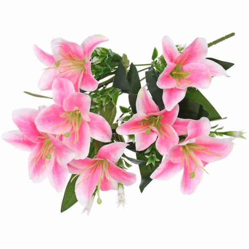 Искусственные цветы "Букет лилий" 35см 7 цветков розовые