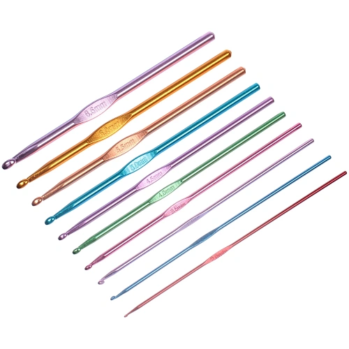 Крючки вязальные металлически в футляре 22шт Favorite Hous, цвет как на фото, от 0,65мм до 6,5мм 22шт (футляр фиолетового цвета)_16