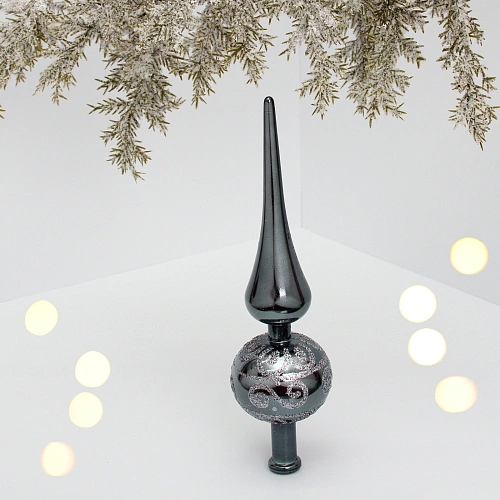 Верхушка на ёлку 23 см "Волшебный узор", Графит