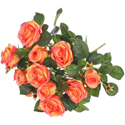 Искусственные цветы "Розовая фантазия" 48см 13 цветков оранжевые
