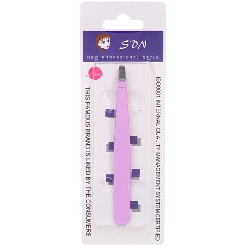 Пинцет для бровей на блистере Bon Kapriz, прямой, цвет лавандовый, 9,5см_2