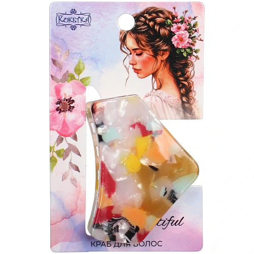 Заколка - краб для волос AKS-EMPIRE, треугольник, цвет микс 6 цветов, 4,53см_6