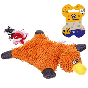 Игрушка для собак средних и малых пород "ЗООГРАД", утка с канатом, с пищалкой и шуршалкой, 31*16см (лейбл)✦