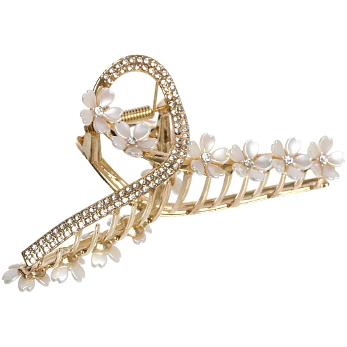 Заколка-краб для волос AKS - DesignPRO, петля с сакурой, цвет золото и хром, 1155см_4