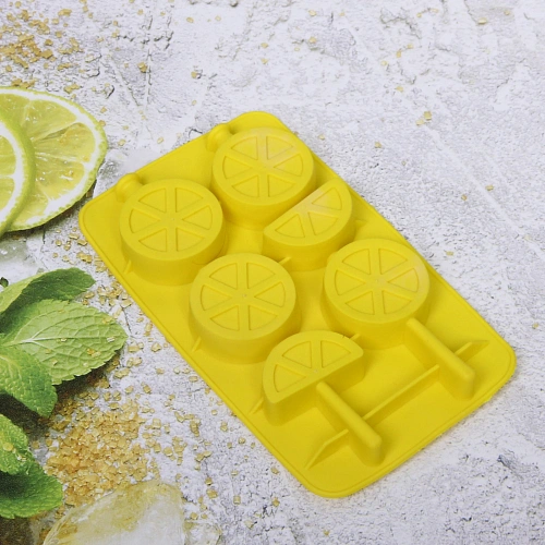 Форма для льда силиконовая Дольки 2011,5см с палочками, цвета микс_7