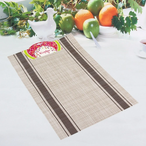 Салфетка на стол 3045см плетеная, Классика коричневая полоса_3