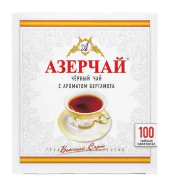 Чай черный АЗЕРЧАЙ с ароматом бергамота листовой к/уп 100 пак