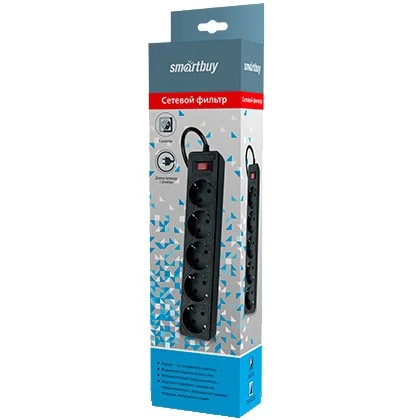 Сетевой фильтр SmartBuy One 5гнёзд 1.8м 2200Вт черный (45)