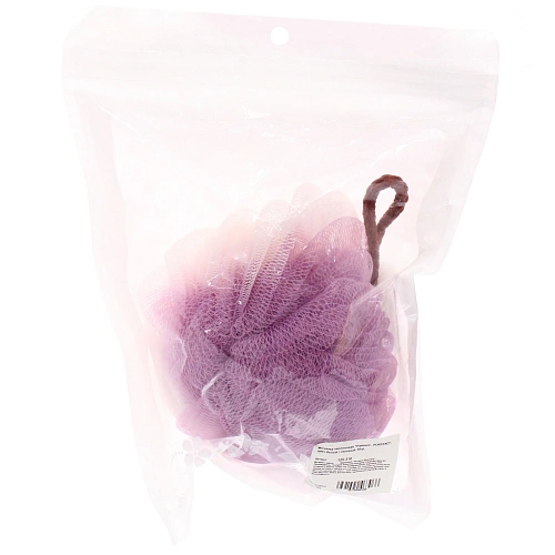 Мочалка нейлоновая Premium - PORTENO, цвет белый  лиловый, 50гр, (ZIP пакет)_3
