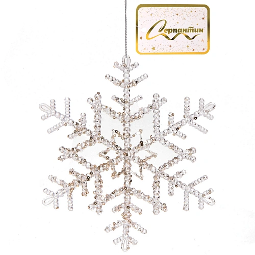 Подвеска новогодняя Блестящая снежинка 20 см, Белый_2