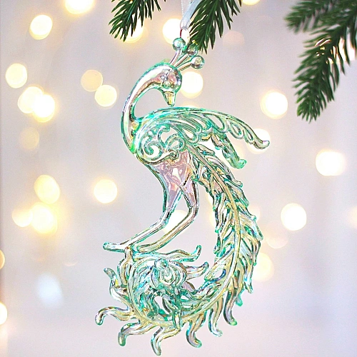 Подвеска "Сказочный павлин" 5*15,5 см, Зелёный