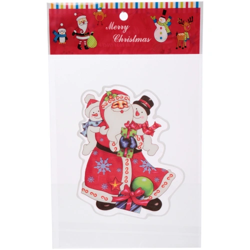 Наклейка на стекло "Дед Мороз и Снеговики" 15*20 см