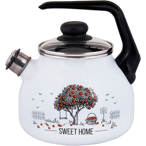 Чайник эмалированный 3л со свистком "Apple Tree" Appetite 4с209я