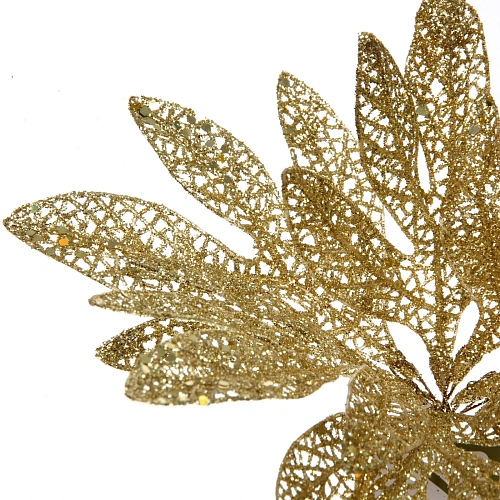 Ветка декоративная Сказочный листопад 25 см, Золото_4