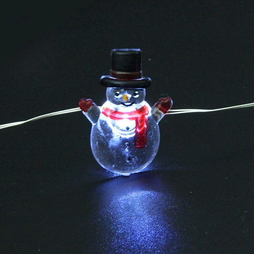 Гирлянда для дома Снеговичок (32,2см) на батарейках 2,0 м 20 ламп LED, 1 реж, IP-20, Белый (батарейки CR2032)_7