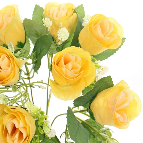 Искусственные цветы Букет роз 32см 10 цветков желтые_5