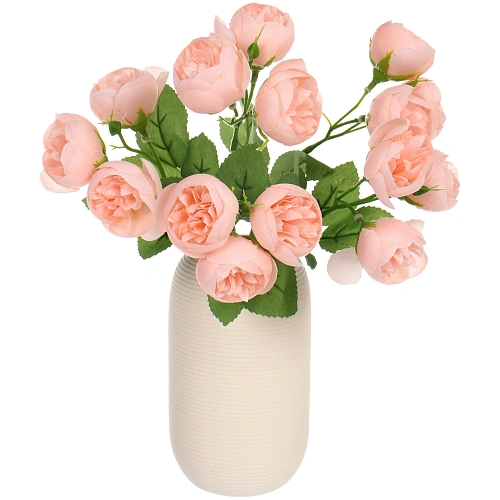 Искусственные цветы Розочки 30см 15 цветков персиковые_5