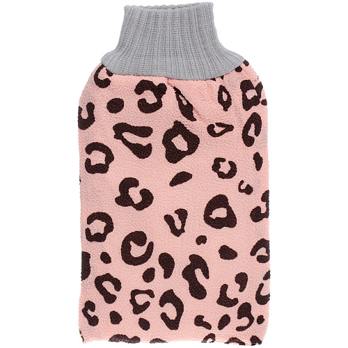 Мочалка - варежка скрaабирующая  "Premium - LEOPARD", цвет пудровая роза, 24*15см  (ZIPпакет)