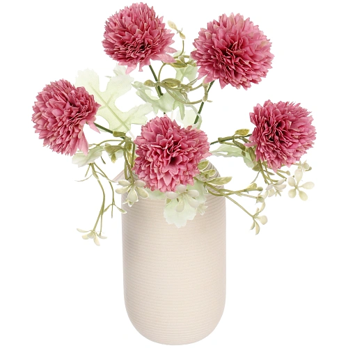 Искусственные цветы Букет хризантем 25см 5 цветков розовые_6