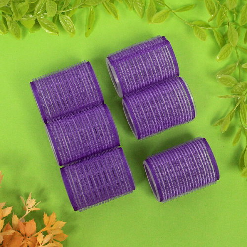 Бигуди липучки, 6шт, однотонные, цвет микс, d-4,5_5