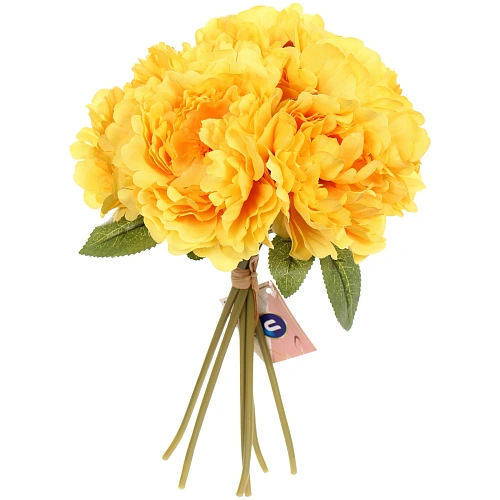 Искусственные цветы Пионы 28см букет 6 шт желтые_4
