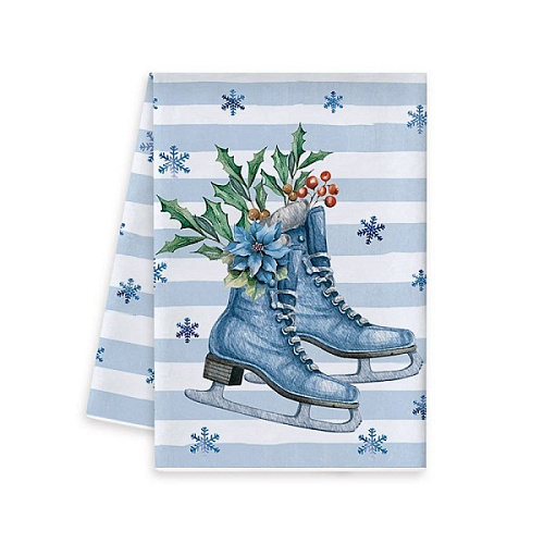Полотенце кухонное "Winter - Коньки" 40*57 см, микрофибра 200 гр/м2