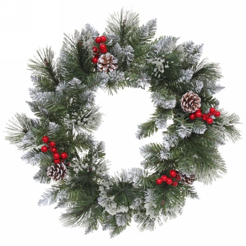 Венок хвойный новогодний "Сверкающие кристаллы" ПВХ, леска, 50 см (SQ736-50)