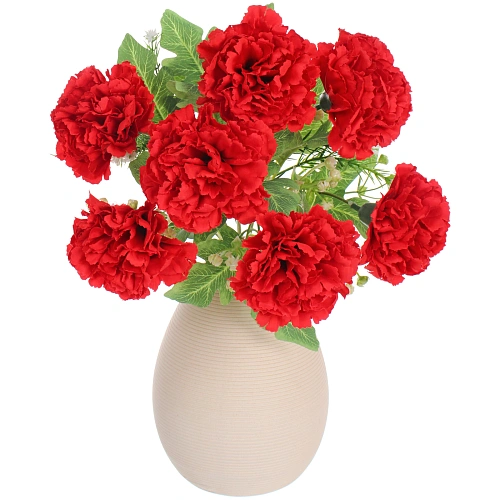 Искусственные цветы Букет гвоздик 35см 7 цветков красные_6