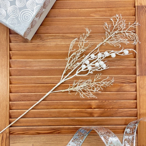 Ветка хвойная "Сияние зимы" 67 см, Белый