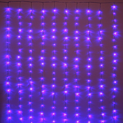 Гирлянда для дома ЗАНАВЕС "Водопад" ш3,0* в2,5 м 360 ламп LED, прозрач.пров, 8 реж, IP-20, Синий (возможность соединения)
