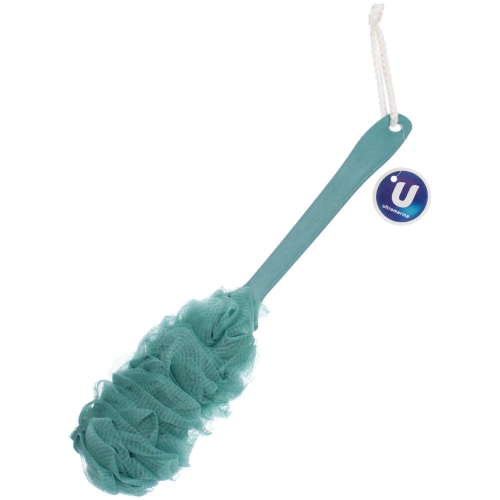 Мочалка массажная "PREMIUM - PARTEGO", на пластиковой ручке, цвет бирюзовый, 41*10см (лейбл Ультрамарин)