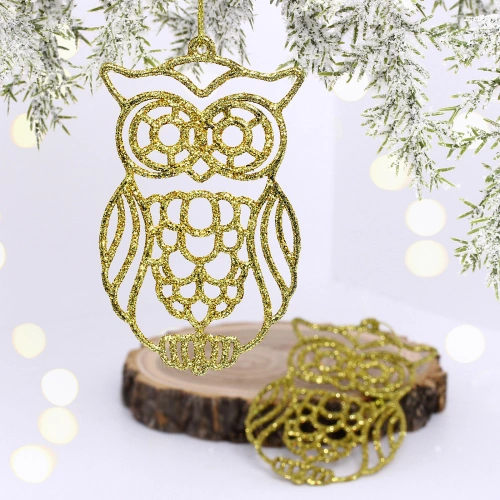 Подвеска "Мудрая сова" 10 см (набор 2 шт), золото