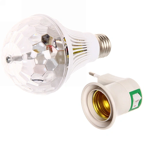 Светодиодная лампа диско Карнавал LED (красный, зеленый, синий), цоколь Е27, 220 В+переходник_3