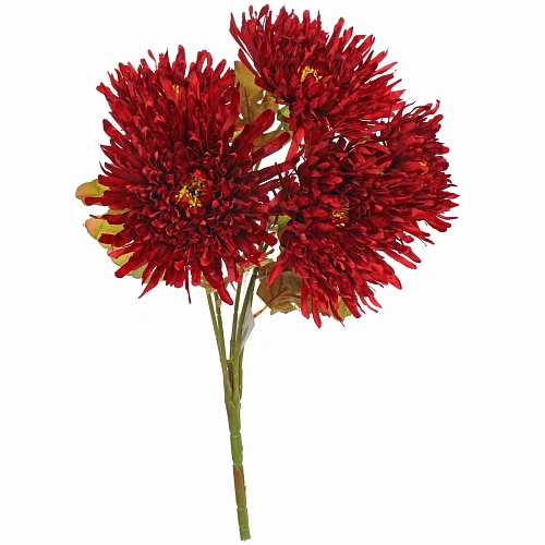 Искусственные цветы Хризантема 45см 5 цветков бордовый_4