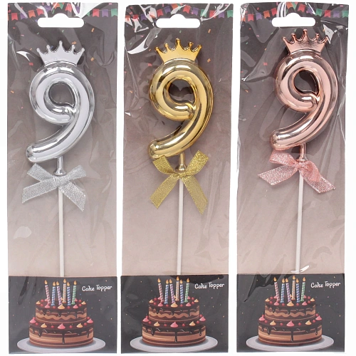 Топпер для торта Цифра Королевский вечер 9 22 см, микс_9