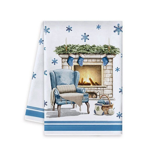 Полотенце кухонное "Winter - Камин" 40*57 см, микрофибра 200 гр/м2