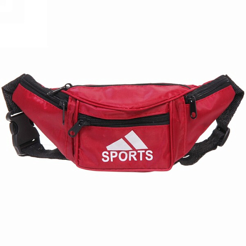Сумка на пояс "Ultramarine - Sports Style", цвет красный, 4 кармана, 29*13*7см