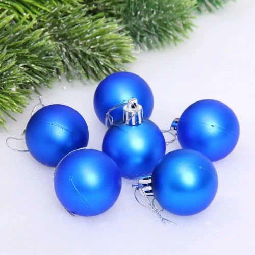 Новогодние шары 4 см (набор 6 шт) "Матовый", синий