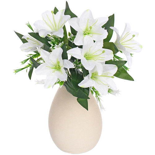 Искусственные цветы Букет лилий 35см 7 цветков белые_5