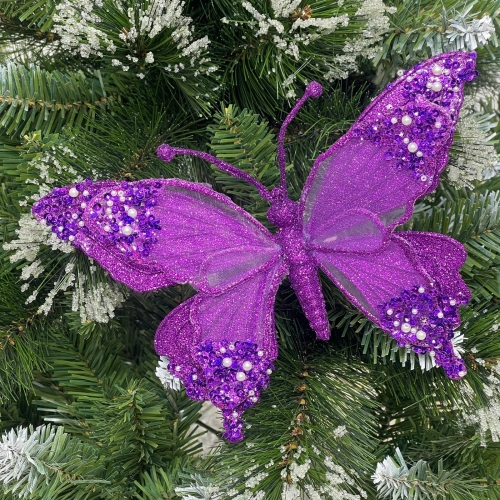 Украшение новогоднее "Бабочка - Изящный полет" 24.5*9*17 см, Фиолетовый