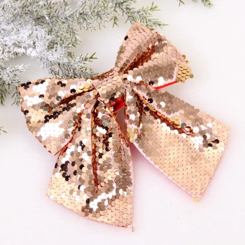 Бант на ёлку "Сияние" 16*17 см, Шампань